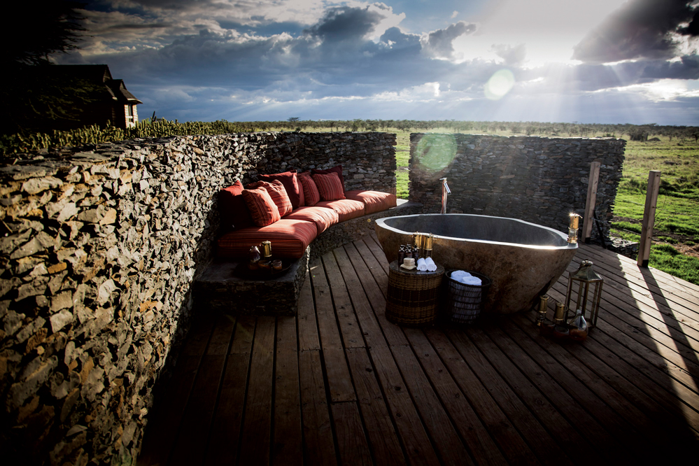 A private outdoor hot tub